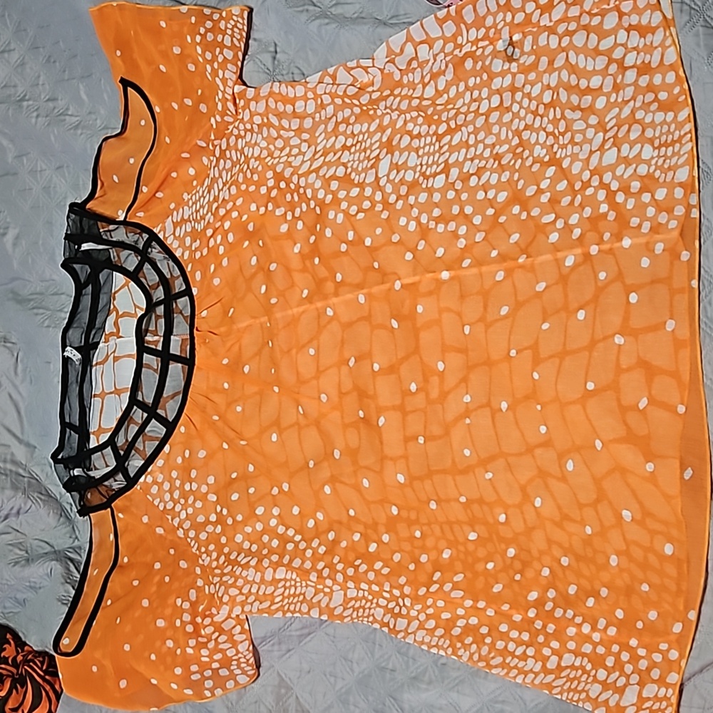 Orange Black & White Top